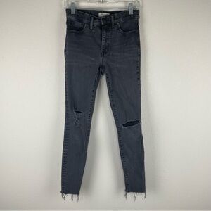 Madewell Black Sea 9” Mid-Rise Distressed Raw Hem Skinny Jeans Size 27